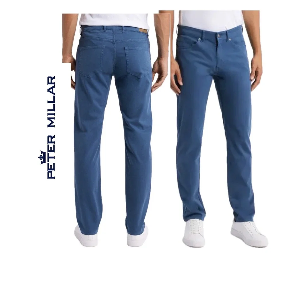 Peter Millar Crown 5-Pocket Pants Mens 31 Blue Cotton Modal Stretch Straight Leg